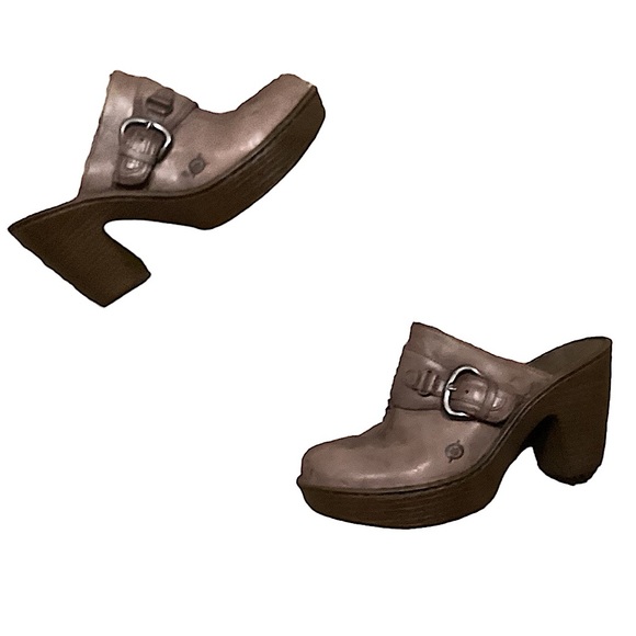 Born Leather Slip On Mule Clogs Heeled 8 - Picture 6 of 12